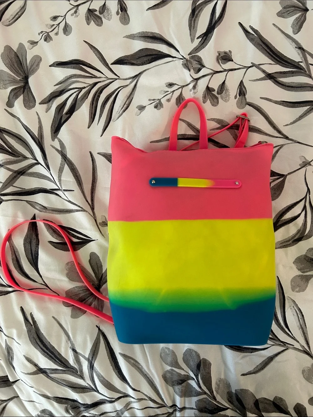 Colorblock Pink Yellow Blue Women's Backpack Tote